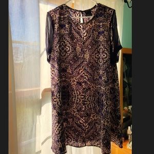 Dark blue, white and gold Mini Dress